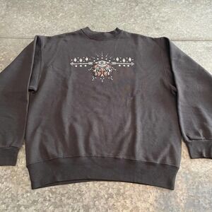 Vintage Western Navajo Crewneck Sweatshirt Christine Alexander Large Black 90s